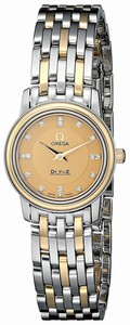Omega Gold Dial Stainless Steel Band Watch #4370.16 (Women Watch)