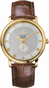Omega 39mm Automatic Co-Axial Gray Dial Yellow Gold Case With Brown Leather Strap Watch #4613.30.02 (Men Watch)