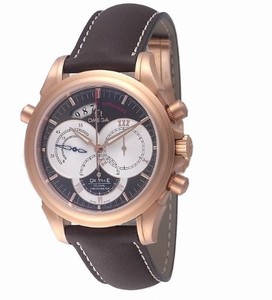 Omega 41mm Automatic Co-Axial Rattrapante Brown Dial Rose Gold Case With Brown Leather Strap Watch #4648.60.37 (Men Watch)