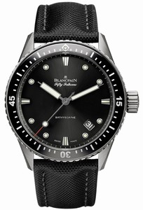 Blancpain Automatic Fifty Fathoms Bathyscaphe Black Fabric Strap Watch# 5000-1230-B52A (Men Watch)