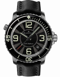 Blancpain Fifty Fathoms Automatic Black Dial Date Black Canvas Limited Edition Watch# 50015-12B30-52B (Men Watch)