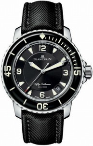 Blancpain Automatic Stainless Steel Black Dial Fabric Black Band Watch #5015-1130-52 (Men Watch)