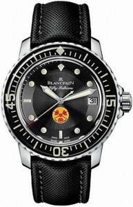 Blancpain Automatic Stainless Steel Black Dial Fabric Black Band Watch #5015B-1130-52A (Men Watch)