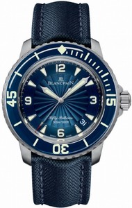 Blancpain Fifty Fathoms Automatic Blue Dial Date Blue Canvas Watch# 5015D-1140-52B (Men Watch)