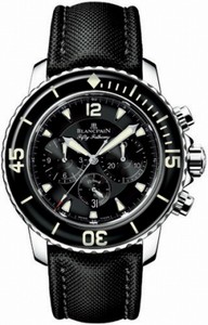Blancpain Automatic Stainless Steel Black Dial Fabric Black Band Watch #5085F-1130-52 (Men Watch)