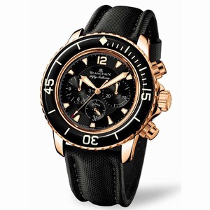Blancpain Automatic 18kt Rose Gold Black Dial Fabric Black Band Watch #5085F-3630-52 (Men Watch)