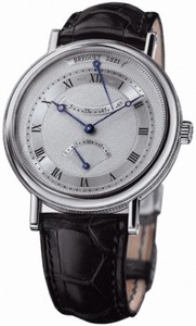 Breguet Automatic 18kt White Gold Silver Dial Crocodile Leather Black Band Watch #5207BB-12-9V6 (Men Watch)