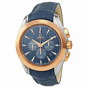 Omega Blue Dial Fixed 18kt Rose Gold Band Watch #522.23.44.50.03.001 (Men Watch)