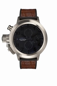 U-Boat Automatic Chronograph Titanium Case Brown Leather Watch # 5415 (Men Watch)