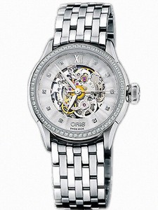 Oris Artelier Skeleton Diamonds Automatic Stainless Steel Watch # 56076044919MB (Women Watch)