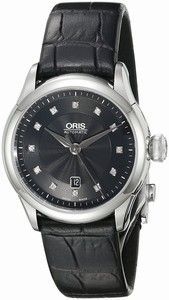 Oris Automatic (ls) Polished Steel Black With Diamonds Dial Band Watch #56176044099LS (Women Watch)
