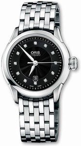 Oris Artelier Date Diamonds Automatic Diamonds Black Dial Stainless Steel Watch #56176044099MB (Women Watch)