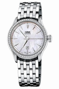 Oris Artelier Date Diamonds Automatic Mother of Pearl Dial Stainless Steel Watch #56176044956MB (Women Watch)