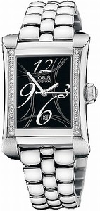 Oris Miles Rectangular Date Diamonds Women's Watch # 56176214964MB