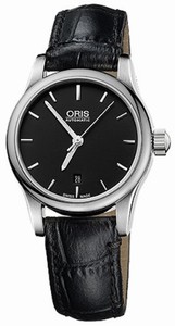 Oris Classic Automatic Black Dial Date Black Leather Watch #56176504054LS (Women Watch)