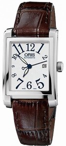 Oris Rectangular Date Automatic Brown Leather Watch# 56176564061LSFC (Women Watch)