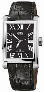 Oris Self Winding Automatic Brushed With Polished Stainless Steel Black Dial Band Watch #58376574074LS (Men Watch)