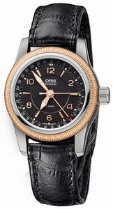 Oris Self Winding Automatic Rose Gold Tone With Stainless Steel Black Dial Band Watch #58476264364LS (Women Watch)