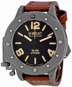 U-Boat Black Dial Titanium Case Brown Leather 53mm Watch# 6157 (Men Watch)