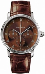 Blancpain Automatic 18kt White Gold Brown Dial Crocodile Leather Brown Band Watch #6185-1546-55B (Men Watch)