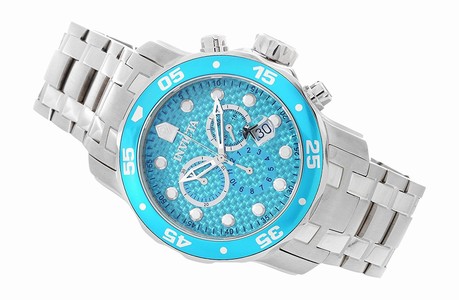 Invicta Caribbean Blue Dial Stainless Steel Bracelet Band Watch #628-219 (Men Watch)