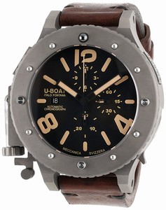 U-Boat Automatic Chronograph Date Titanium Case Brown Leather Watch# 6475 (Men Watch)