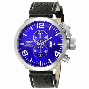 Invicta Corduba Blue Dial Chronograph Date Black Leather Watch # 6603 (Men Watch)