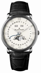 Blancpain Automatic Stainless Steel White Dial Crocodile Leather Black Band Watch #6654-1127-55B (Men Watch)