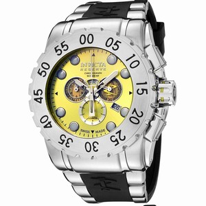 Invicta Yellow Dial Chronograph Day Date Black Rubber Watch # 6656 (Men Watch)