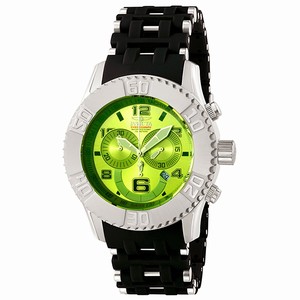 Invicta Sea Spider Green Dial Chronograph Date Black Polyurethane Watch # 6709 (Men Watch)