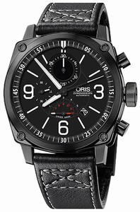 Oris BC4 Chronograph Automatic Black Dial Black Leather Watch# 67476334794LSFC (Men Watch)