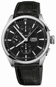 Oris Artix Chronograph Automatic Black Dial Black Leather Watch# 67476444054LSFC (Men Watch)