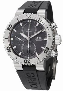 Oris Aquis Titan Chronograph Automatic Gray Dial Black Rubber Watch #67476557253RS (Men Watch)