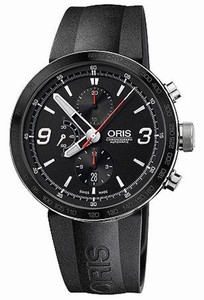 Oris TT1 Chronograph Automatic Black Dial Black Rubber Watch #67476594174RS (Men Watch)