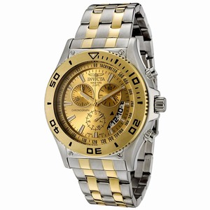 Invicta Gold Dial Stainless Steel Band Watch #6857 (Men Watch)