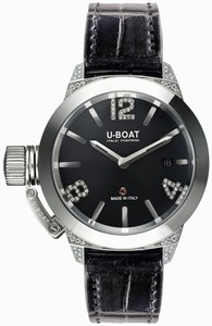 U-Boat Classico Automatic White Diamonds Black Alligator Leather Strap Watch# 6950_u_boat (Women Watch)