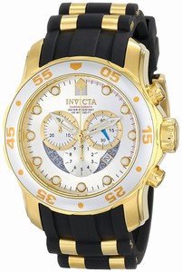 Invicta Pro Diver Silver Dial Chronograph Date Black Silicone Watch # 6985 (Men Watch)