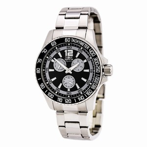 Invicta Black Dial Fixed Stainless Steel With Grey Aluminium Top Rin Watch #7005 (Men Watch)