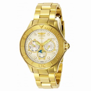 Invicta Champagne Dial Uni-directional Rotating Gold-tone Band Watch #7090 (Men Watch)