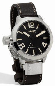 U-Boat Classico Automatic Black Dial Date Dark Brown Leather Watch# 7127 (Men Watch)