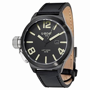 U-Boat Quartz Left Hook IFO Date Black Leather Watch# 7248 (Men Watch)