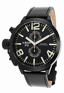U-Boat Black With Green Accents Dial Black Watch #7250 (Men Watch)