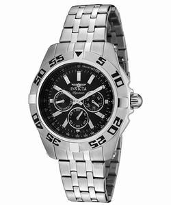 Invicta Black Dial Uni-directional Rotating Stainless Steel Band Watch #7301 (Men Watch)