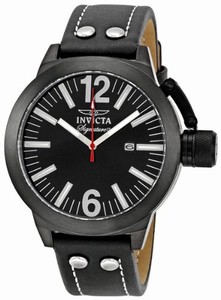 Invicta Black Dial Fixed Black Ion-plated Band Watch #7324 (Men Watch)