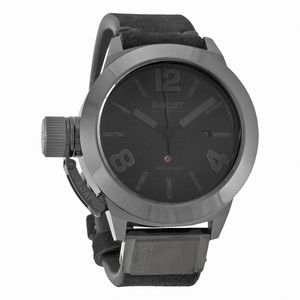 U-Boat Classico Automatic Date Ceramic Case Black Leather Watch# 7337 (Men Watch)