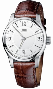 Oris Automatic Silver Dial Date Brown Leather Watch # 73375784031LS (Men Watch)