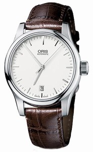 Oris Classic Automatic White Dial Date Brown Leather Watch #73375784051LS (Men Watch)