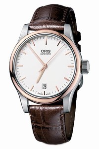 Oris Automatic Silver Dial Date Brown Leather Watch #73375784351LS (Men Watch)