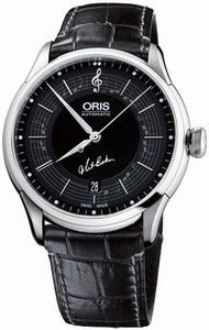 Oris Self Winding Automatic Polished With Brushed Steel Black Dial Band Watch #73375914084LS (Men Watch)