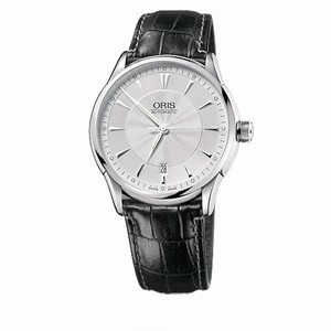 Oris Artelier Date Automatic Silver Dial Black Leather Watch# 73375914091LSFC (Men Watch)